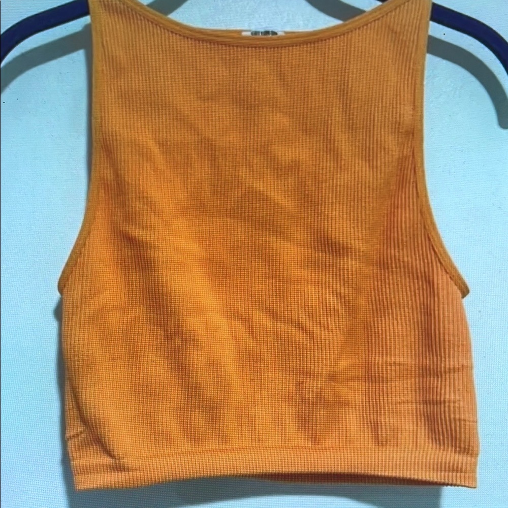 Orange Ribbed Crop Top